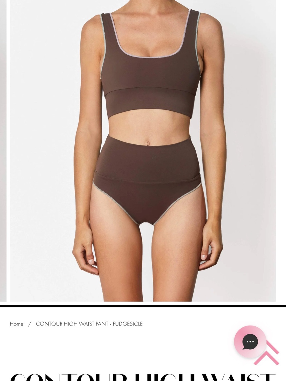 High-Waist Contour Sports Bra Set in Fudgesicle Brown